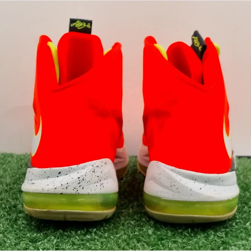 Nike LeBron 10 X Shoes Youth Size 4Y Bright Crimson Black Volt Athletic Sneakers